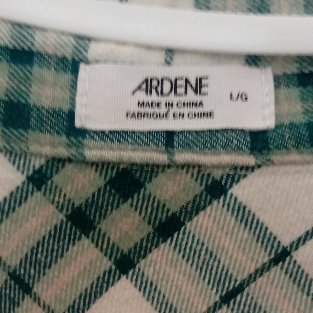 Ardene Teal and Cream Plaid Shirt - Picture 3 of 5